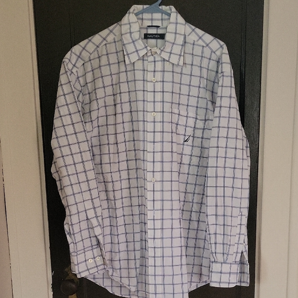 Nautica Men's Blue Checkered Shirt